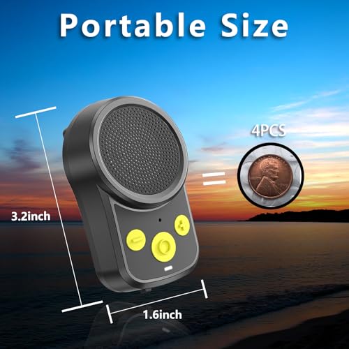 Image of Mini Bluetooth Speaker, Clip-On Portable with Mic, Yellow | Wearable Clip-On Portable Speaker with Built-in Mics Hands-Free Music and Calls 15H Playtime for Hiking /Biking /Outdoors /