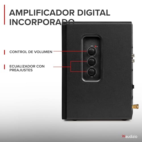 Audizio KS01– Altavoces de estantería HiFi con Amplificador Incorporado, Bluetooth 5.0, entradas RCA, 80W Potencia, compatibles con Tocadiscos Vinilo, televisores y Equipo de música, Color Negro - imagen 7