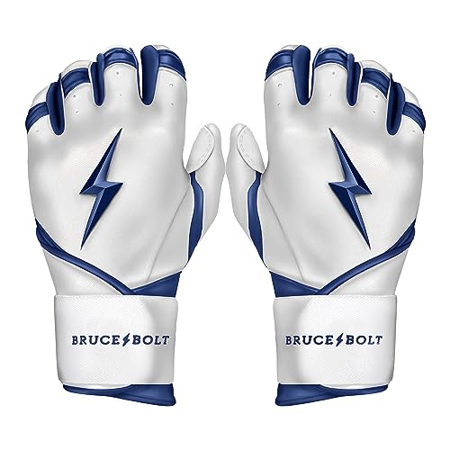 BRUCE BOLT Chrome Series Long Cuff Navy Batting Glove - Navy Medium
