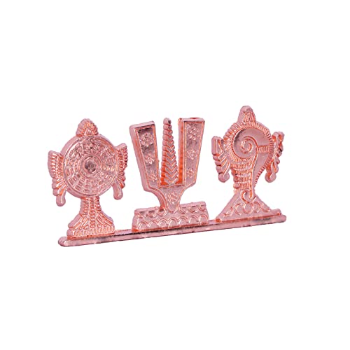 Image of KridayKraft Tirupati Balaji Symbol Stand Shankh Chakra Tilak Copper Plating Finish Decorative for Car Dashboard Home & Office Table Showpiece Figurines,Religious Gift Idol...