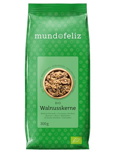 Mundo Feliz - Nueces orgánicas partidas por la mitad, 3 bolsas de 300 g