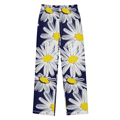 J JOYSAY Drawn Flowers Navy Pajamas Pants Soft Long Pajama Bottoms Lounge Sleep Pants Size S-XL
