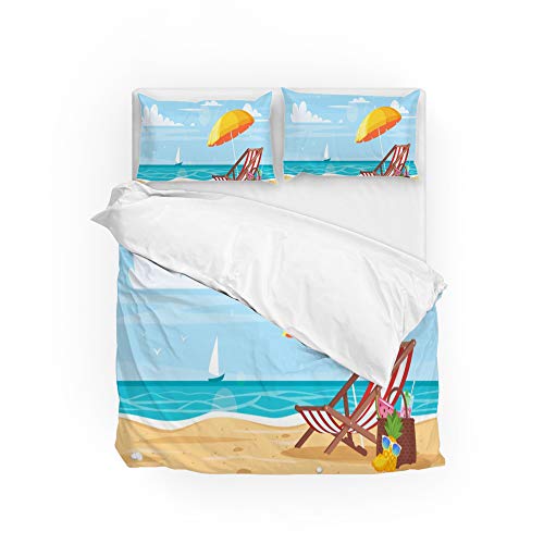 Housse de couette mer King size et 2 taies d'oreiller