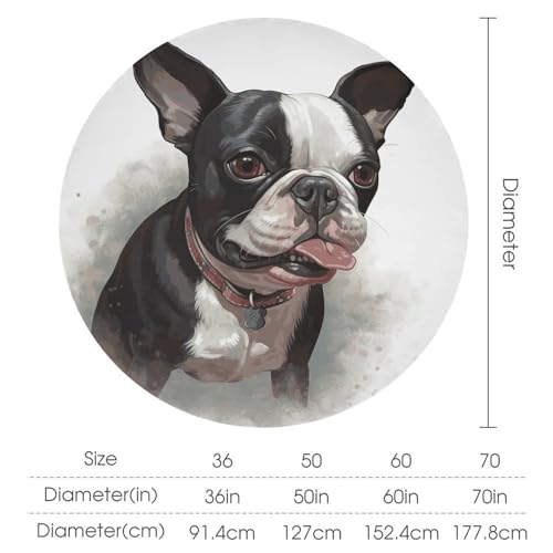 Nappe ronde 177,8 cm Boston Terrier lavable nappe décorative maison