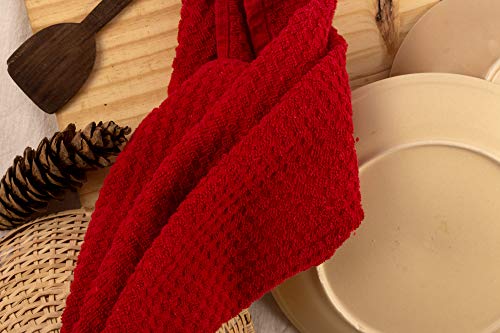 Terry Kitchen Towels, 100% Cotton Kitchen Dish Towels, Set Of 8(Size: 25X15 Inches) - 400 Gsm Absorbent Terry Cloth Dish Towels, Very Soft For Christmas - Red Color #TOP7