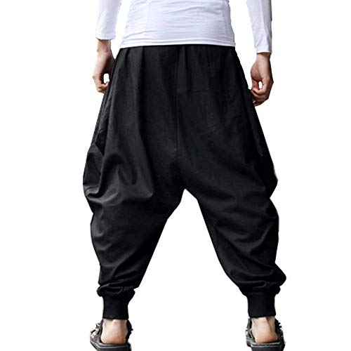ellazhu Men's Harem Pants Elastic Waist Black Sweaterpants for Men Yoga David Rose Costume Baggy Joggers GYM22 A2
