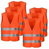 6 Piezas Chaleco de Seguridad, 360° Chaleco Reflectante, para Ciclistas, Conductores, Policías, Trabajadores, Tamaño Universal (Color Naranja)
