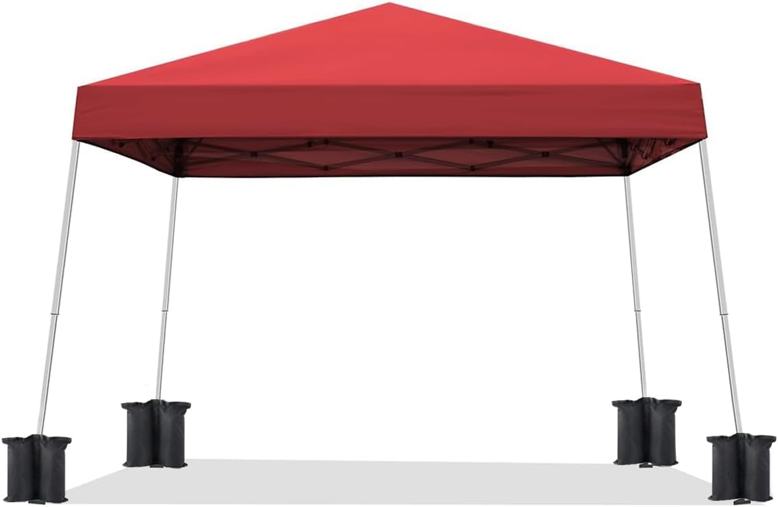10x10 Slant Leg Pop-up Canopy Tent Easy One Person Setup Instant Outdoor Beach Canopy Folding Portable Sports Shelter 10x10 Base 8x8 Top (Blue)