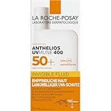La Roche Posay Sonnenfluid für das Gesicht für zu Sonnenallergie neigende und empfindliche Haut, Mit innovativem UV-Filter Mexoryl 400 LSF 50+, Anthelios Invisible Fluid UVMune 400, 50 ml