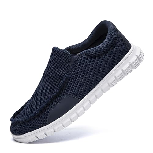 Mens Slip on Loafers Boat Shoes Non Slip Walking Shoes Running Fashion Sneakers for Men Comfort Lightweight Breathable Casual Office Shoes Dark Blue 74