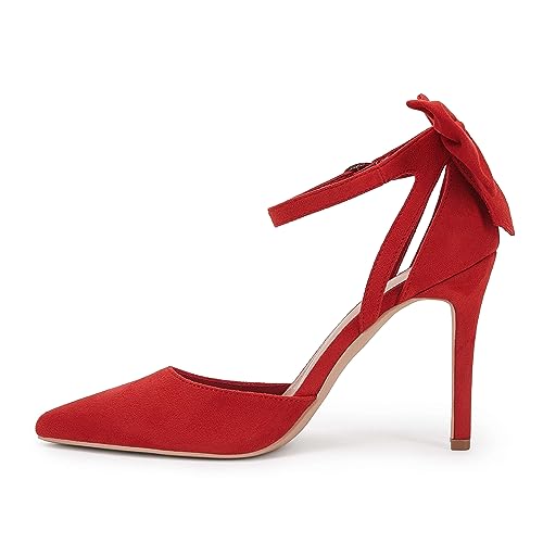 Image of Fashare Womens High Heels Bow Tie Back Sexy Stiletto Ankle Strap Wedding Dress Pumps Shoes