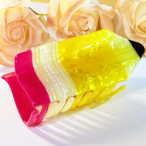 Pinza para el cabello estilo lápiz color amarillo para mujeres, resistente para cabello grueso, ideal para regalo a maestras miniatura 6