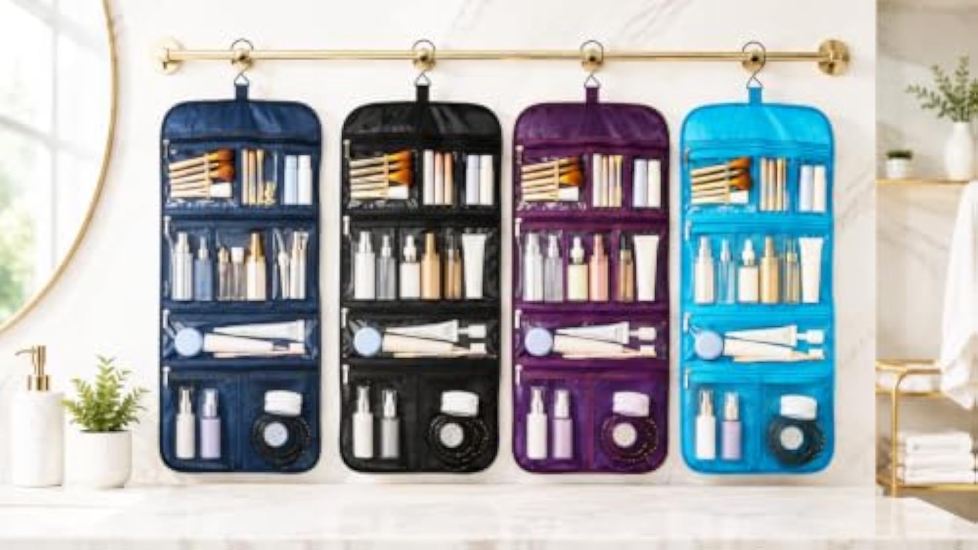 Top Premium Hanging Cosmetic Bag with Adjustable Pockets