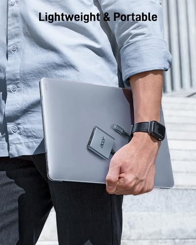 Acer SD 4.0 Card Reader, UHS-II Micro SD Reader USB C, Dual Slot Type C Memory Card Adapter with 100W PD Port for MicroSD SDXC SDHC UHS-II & UHS-I for iPhone 15/16, Laptop, MacBook(Grey)