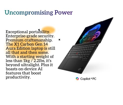 Image of 2026 New ThinkPad X1 Carbon Gen 14 Aura Edition Copilot+ AI Laptop 14ʺ 2.8K OLED TouchScreen Series 3 Ultra 7 365 Processor 32GB LPDDR5X, 8533MT /s 2TB SSD 10MP RGB+IR Cam Lightweight WiFi 7 Win 11Pro