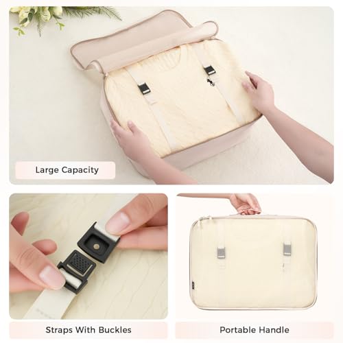 BAGAIL 8 Set Packing Cubes Luggage Packing Organizers for Travel Accessories-Cream - Image 7
