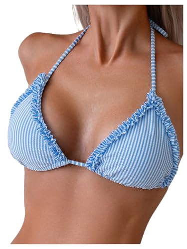 Verdusa Women's Striped Print Ruffle Trim Bikini...