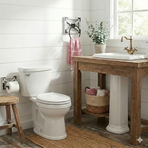Autumn Alley Farmhouse White Toilet Paper Holder Wall Mount with Bracket - Farmhouse Bathroom Country Decor - Rustic Bathroom Accessories Featuring White Wash Wood, Galvanized Metal, Black Metal