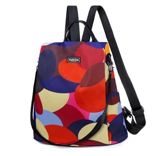 Image of Backpack for Women Anti Theft Back Pack Purse Waterproof Nylon Backpack for College Bookbag Fashion Travel Shoulder Bag Colorful Polka Dots