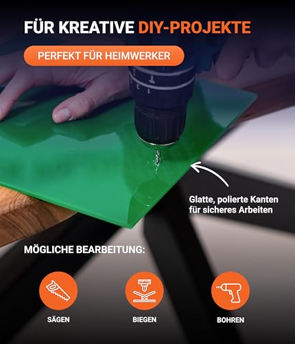 EH Design Acrylglas Platte – Rote Zuschnitte nach Maß (250x250x3mm) – UV-beständig & Wetterfest – 7x Bruchfester als Glas – Für DIY, Möbel & Lampen – Made in DE