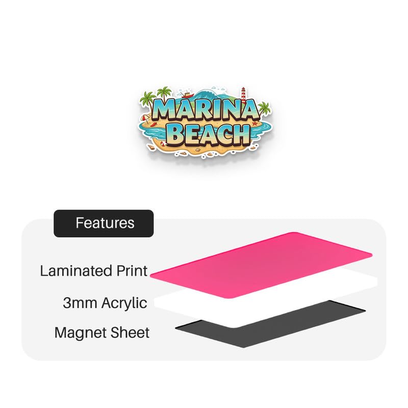 Image of Marina Beach Fridge Magnet, Glossy Finish, Stylish Magnet for Fridge, Wardrobe & Metal Surfaces