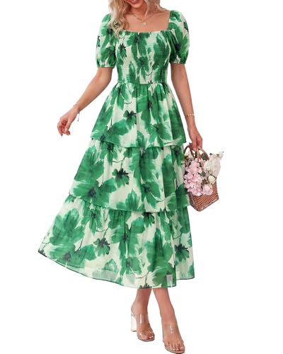 Image of BTFBM Womens Floral Smocked Summer Maxi Dresses