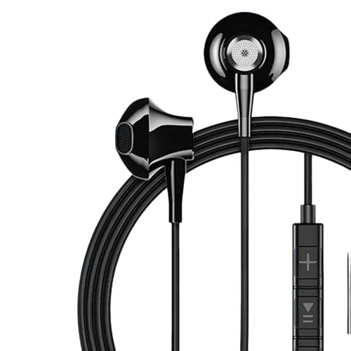 Image of (Tessco CH-238) Digital Stereo in-Ear Wired Metal Earphones Stereo Bass Noise Canceling Sport Headsets with Mic & Volume Control - Black