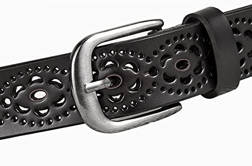 INOGIH Women’s Vintage Hollow Flower Leather Belt with Metal Pin Buckle for Jeans Pants4