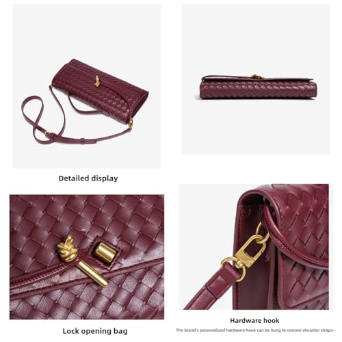 Women's Fashionable Woven Evening Gown Handbag Carrying PU Leather Handbag with Detachable Shoulder Strap Bag3