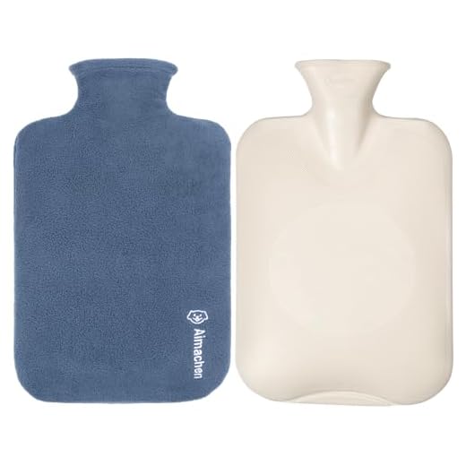 Bolsa de agua caliente con funda, cinturón para botellas de agua caliente, de caucho natural, tamaño grande, 3 L, color azul