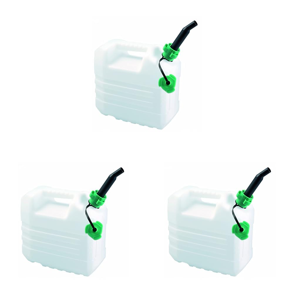 EDA - Bidon à Eau 10 L - avec Bec Verseur Logé dans le Jerrican - Certifié Contact Alimentaire - 32,1 x 17,8 x 30,1 cm - Naturel (Lot de 3)