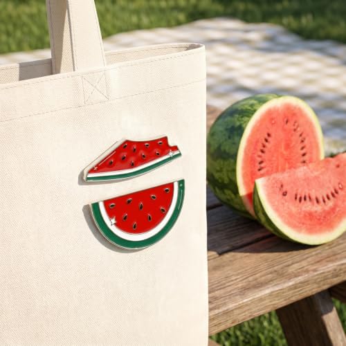 Image of Watermelon Brooch Pin Palestine, 2pcs Watermelon Enamel Pin Palestine Brooch Pin Hawaiian Fruit Shaped Brooches Watermelon Badge Breastpin Jewelry for Summer Luau