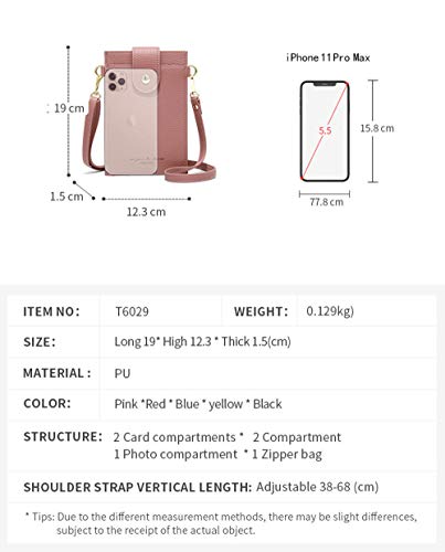 Image of Womens Fashion Small Crossbody Bag Light Leather Cellphone Case Wallet Shoulder Purse Credit Card Holer Handbag Girls Travel Passport Pouch Messenger Satchel for iPhone 11 Pro Max 6 /7 /8 Plus