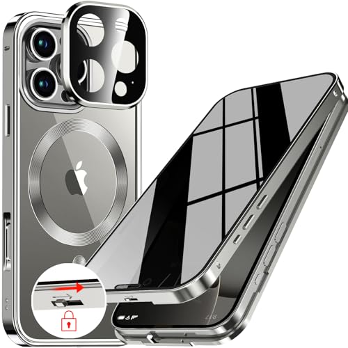 Coque iPhone 16 Pro Verre Trempé Anti-Espion et Étui Magnétique Titane Naturel