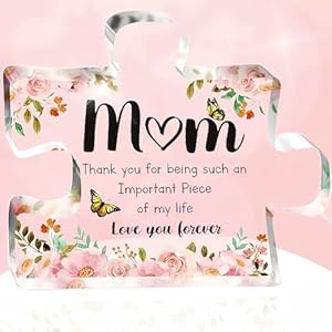 Mother’s Day Gifts for Mom, Mother’s Day Gift Ideas, Engraved Plaque Gifts for Mom Birthday, Unique Acrylic Puzzle Mothers Day Gift from Daughter&Son, Gifts for Women, Birthday Gifts 3.9 x 3.3’’