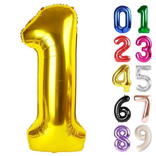 1 Balloon - Gold Birthday Number Balloons, 40 Inch Decorations Men Women
