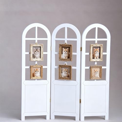 Pantalla plegable de madera 1:6 para casas de muñecas divisor retro mini 7