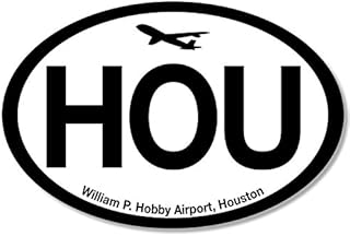 Oval HOU Houston Airport Code Sticker (Jet Fly air hub Pilot tx)