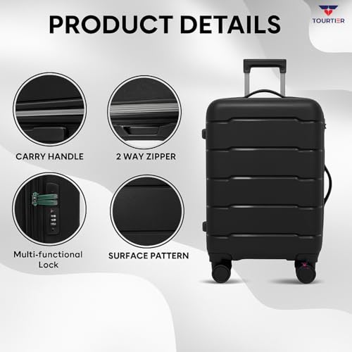 Image of 24-Inch Hard-Shell Luggage Suitcase | Lightweight 3.1 kg | 360 Spinner Wheels | 2-Way Zipper | Multi-Functional Lock | Business & Family Travel Trolley Bag (1, BLACK-24INCH)