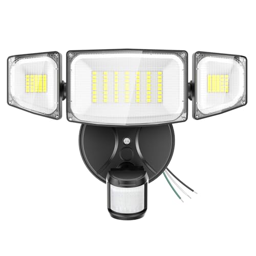 iMaihom 50W Motion Sensor Outdoor Lights, 5000LM Hardwired Motion Sensor Flood Light, Dusk to Dawn Outdoor Lighting, 6500K LED Security Light, IP65 Waterproof Motion Detector Lights for Outside, Black