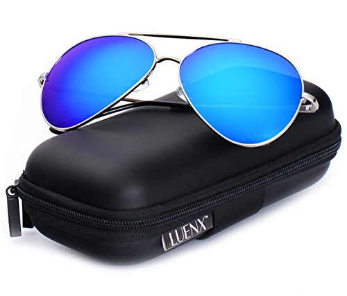 LUENX Large Aviator Sunglasses Polarized for Men & Women with Case - 400 UV