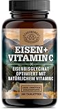 Eisenbisglycinat -WICHTIG: Hochdosiert mit 20mg Eisen +40mg Vitamin C je Stück - Eisentabletten - Eisen Vitamin C optimiert - Vegan+Laborgeprüft -240 Stk- DE Scheunengut®