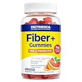 Enzymedica Fiber+ Gummies with Prebiotics & Probiotics for Daily Regularity, Vegetarian, 5g Fiber, Natural Fiber Supplement, for Men & Women, Blood Orange Flavor, 90 ct