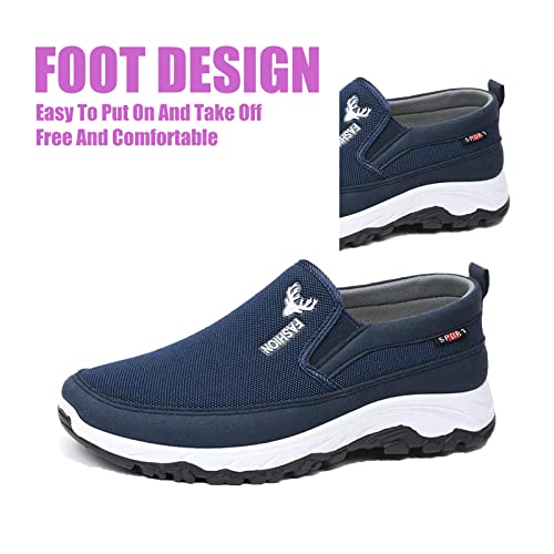 DirraBra Men's Slip-On Mesh Orthopedic Sneakers Walking Shoes,Sports Breathable Loafers Boat Shoes Casual Platform Comfy Non-Slip Hiking Working Shoes3