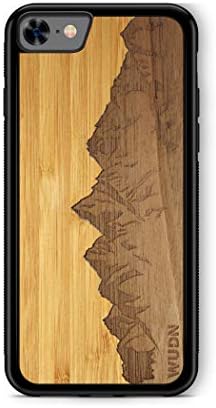 WUDN Wooden Phone Case, Laser Engraved (Sawtooth Mountains | Bamboo Sky) Compatible with iPhone 7, 8, or SE