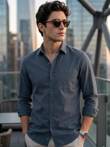 Image of Urbano Fashion Men's Cotton Full Sleeve Regular Fit Casual Solid Shirt