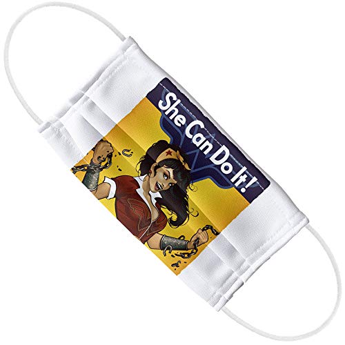 Popfunk Wonder Woman Bombshell 1-Ply Reusable Face Mask Covering with Adjustable Nose Wire, Unisex