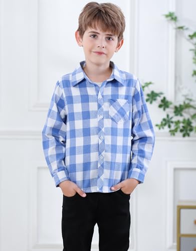 Image of Betusline Boy and Men Button Down Plaid Shirt