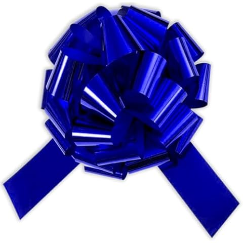 InstaBows 18-Inch Metallic Giant Gift Bow - Large Car Bow for Big Gifts, Cars Or Trucks, or Extra-Large Christmas Presents (1 Bow, Blue) Cover