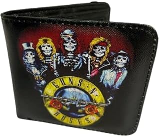 GUNS N ROSES SKULLS DESIGN BI FOLD WALLET, Embossed wallet, Custom Wallet, Skull, Personalized wallet, Leather Wallet, 3D Genuine Leather Wallet, Hand Carved, Leather Carving, Carving Wallet